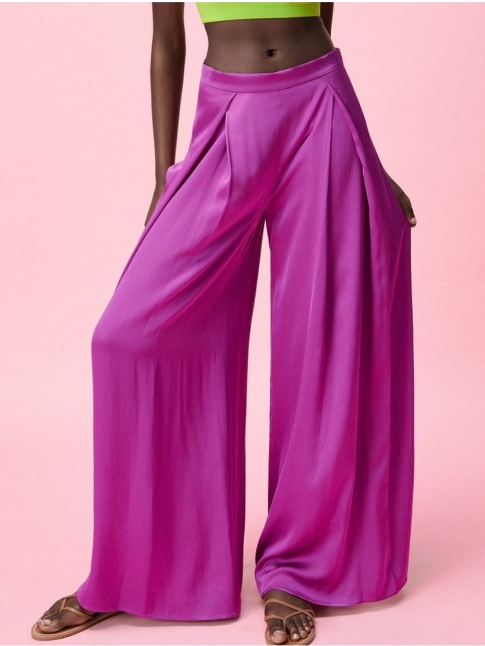 ZARA SATIN WIDE LEG PANTS
